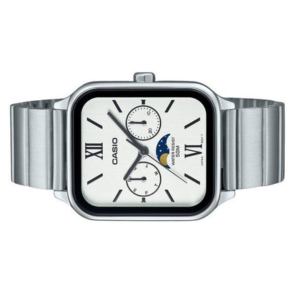 Montre pour homme Casio Standard analogique phase de lune en acier inoxydable cadran blanc Quartz MTP-M305D-7A2V