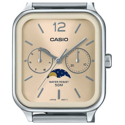 Montre Casio Standard analogique phase de lune en acier inoxydable cadran champagne à quartz MTP-M305D-9AV pour homme