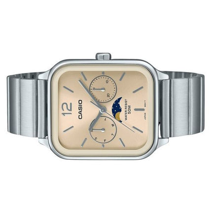Montre Casio Standard analogique phase de lune en acier inoxydable cadran champagne à quartz MTP-M305D-9AV pour homme