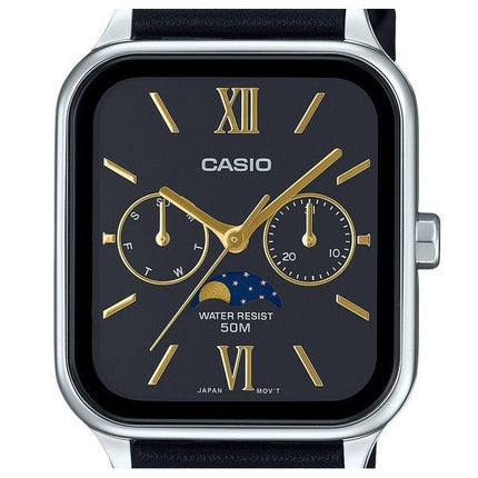 Montre pour homme Casio Standard analogique avec bracelet en cuir et cadran noir à quartz MTP-M305L-1A2V