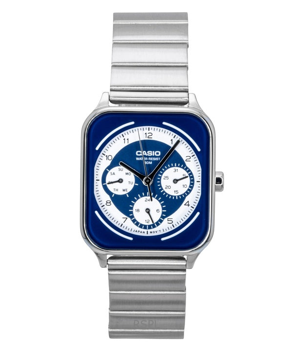 Montre homme Casio MTP-M307D-2BV, analogique standard, cadran bleu et blanc, en acier inoxydable, à quartz.