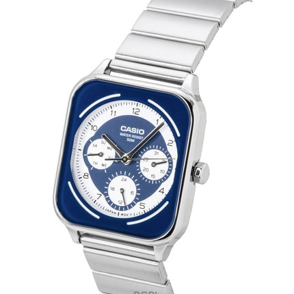 Montre homme Casio MTP-M307D-2BV, analogique standard, cadran bleu et blanc, en acier inoxydable, à quartz.
