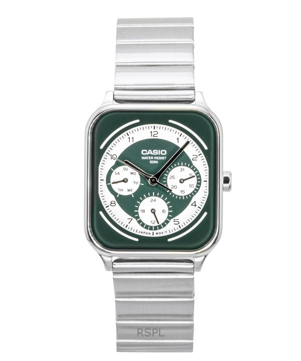 Montre homme Casio MTP-M307D-3BV, analogique standard, cadran vert et blanc, en acier inoxydable, à quartz.
