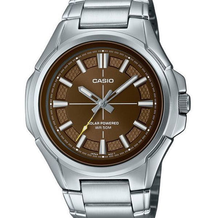 Montre Casio Standard analogique en acier inoxydable avec cadran marron solaire MTP-RS100D-5AV pour homme