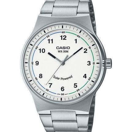 Montre Casio Standard analogique en acier inoxydable avec cadran blanc solaire MTP-RS105D-7BV pour homme