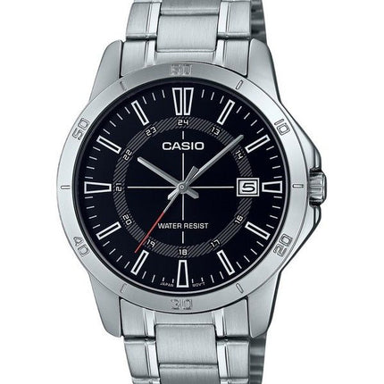 Montre Casio Standard analogique en acier inoxydable avec cadran noir et quartz MTP-V004D-1C pour homme