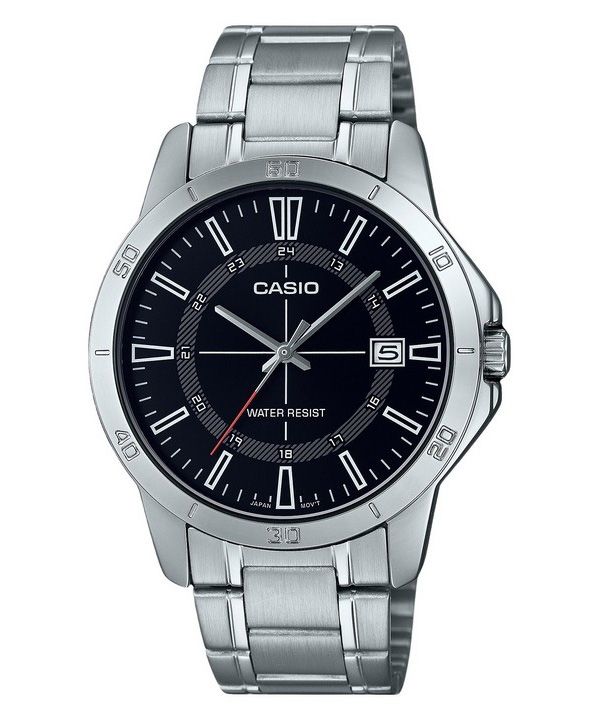 Montre Casio Standard analogique en acier inoxydable avec cadran noir et quartz MTP-V004D-1C pour homme