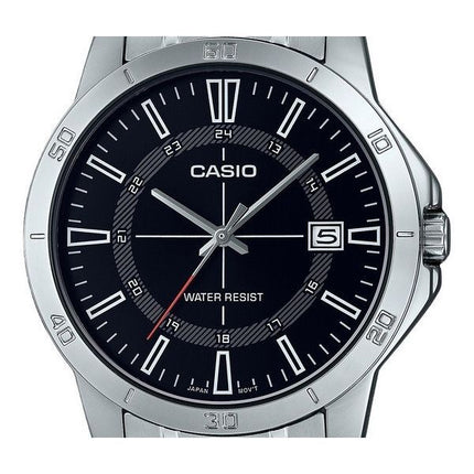 Montre Casio Standard analogique en acier inoxydable avec cadran noir et quartz MTP-V004D-1C pour homme
