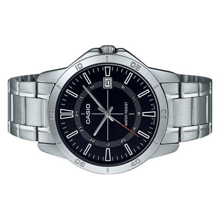 Montre Casio Standard analogique en acier inoxydable avec cadran noir et quartz MTP-V004D-1C pour homme