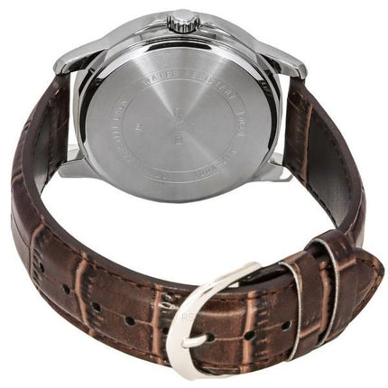 Montre Casio Standard analogique avec bracelet en cuir marron et cadran argenté à quartz MTP-V004L-7C pour homme