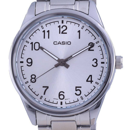 Montre pour homme Casio à cadran argenté en acier inoxydable à quartz analogique MTP-V005D-7B4 MTPV005D-7