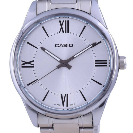 Montre pour homme Casio à cadran argenté en acier inoxydable à quartz analogique MTP-V005D-7B5 MTPV005D-7
