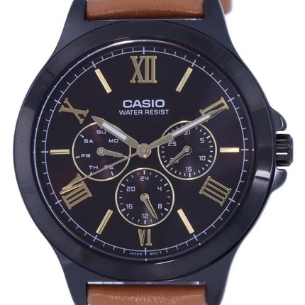 Montre pour homme Casio chronographe bracelet en cuir analogique MTP-V300BL-5A MTPV300BL-5