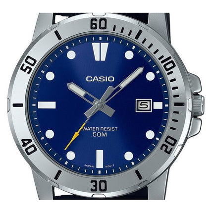 Montre pour homme Casio Standard analogique avec bracelet en résine et cadran bleu à quartz MTP-VD01-2E