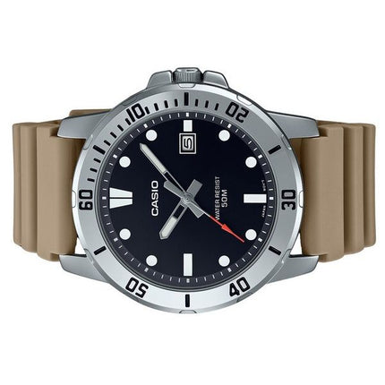 Montre Casio Standard analogique bracelet en résine beige cadran noir quartz MTP-VD01-5E pour homme