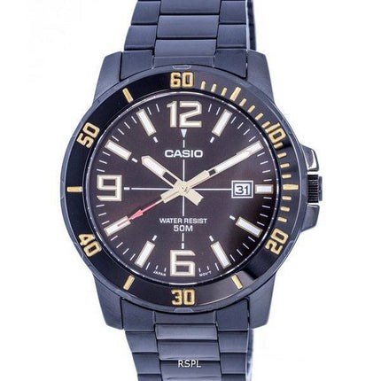 Casio Enticer Analogique Cadran Noir Quartz MTP-VD01B-5BV MTPVD01B-5B Montre Homme