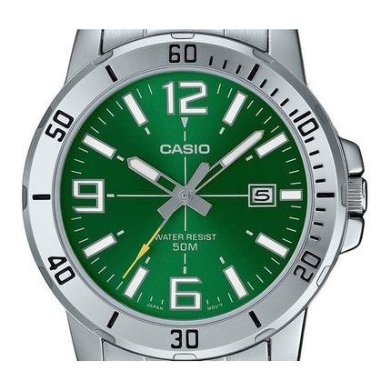 Montre Casio Standard analogique en acier inoxydable avec cadran vert et quartz MTP-VD01D-3BV pour homme