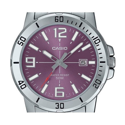 Montre Casio Standard analogique en acier inoxydable avec cadran violet et quartz MTP-VD01D-6BV pour homme