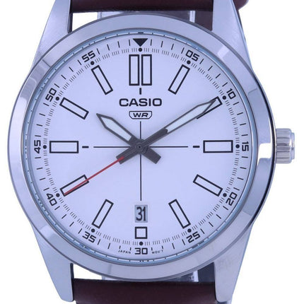 Montre Homme Casio Analogique Cadran Blanc Bracelet Cuir Quartz MTP-VD02L-7E MTPVD02L-7