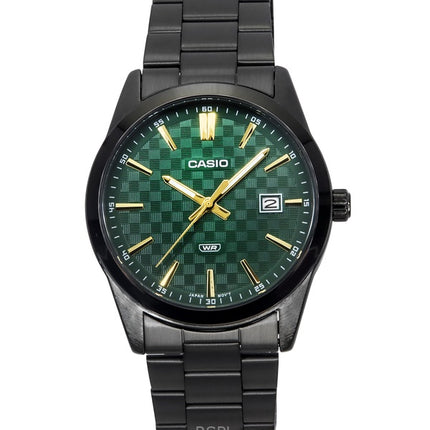 Montre pour homme Casio Standard analogique plaquée ionique en acier inoxydable avec cadran vert et quartz MTP-VD03B-3A