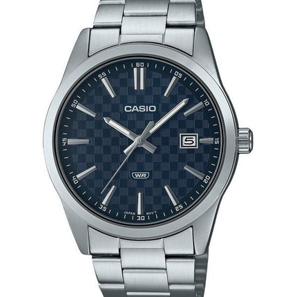Montre Casio Enticer analogique en acier inoxydable avec cadran bleu et quartz MTP-VD03D-2A pour homme