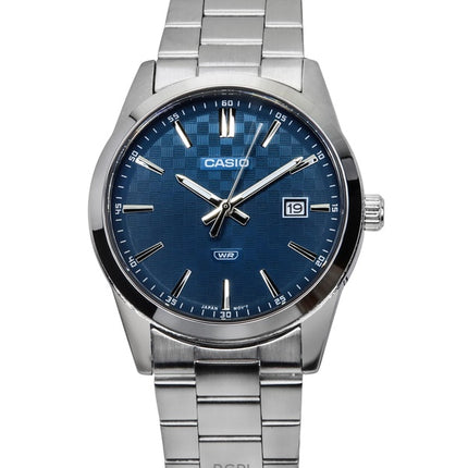 Montre Casio Standard analogique en acier inoxydable avec cadran bleu et quartz MTP-VD03D-2A2 pour homme