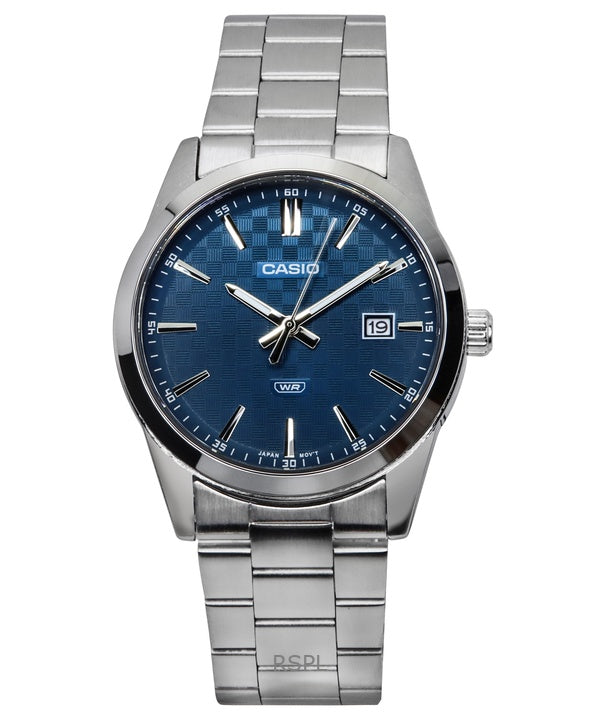 Montre Casio Standard analogique en acier inoxydable avec cadran bleu et quartz MTP-VD03D-2A2 pour homme