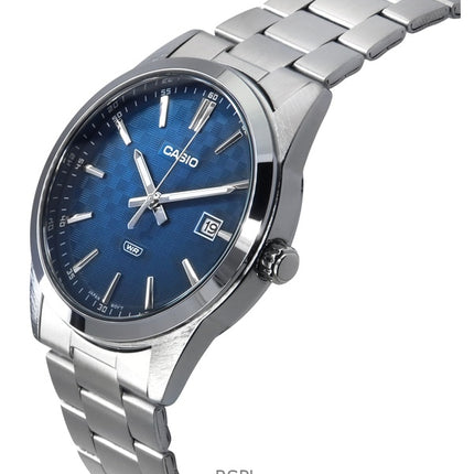 Montre Casio Standard analogique en acier inoxydable avec cadran bleu et quartz MTP-VD03D-2A2 pour homme