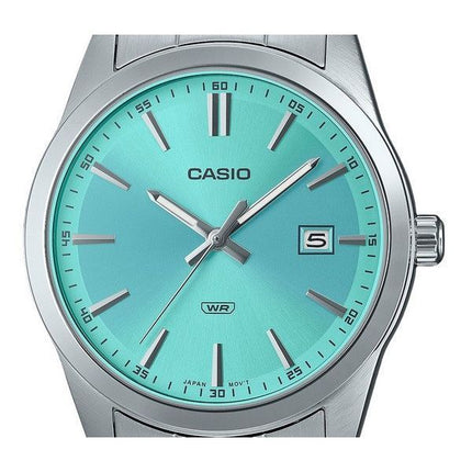 Montre Casio Standard analogique en acier inoxydable avec cadran bleu menthe et quartz MTP-VD03D-2A3 pour homme