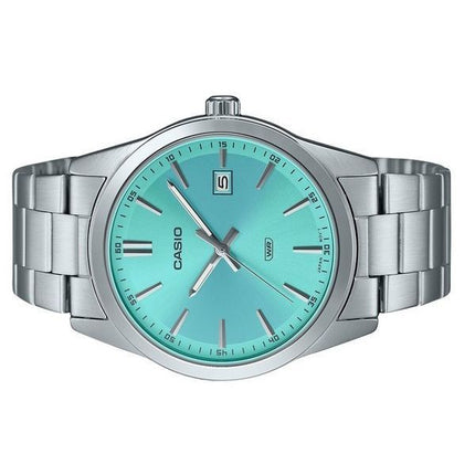Montre Casio Standard analogique en acier inoxydable avec cadran bleu menthe et quartz MTP-VD03D-2A3 pour homme