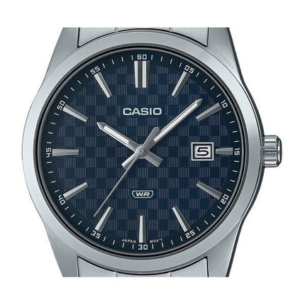 Montre Casio Enticer analogique en acier inoxydable avec cadran bleu et quartz MTP-VD03D-2A pour homme