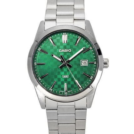Montre Casio Standard analogique en acier inoxydable avec cadran vert et quartz MTP-VD03D-3A1 pour homme
