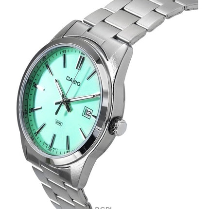 Montre Casio Standard analogique en acier inoxydable avec cadran vert menthe et quartz MTP-VD03D-3A2 pour homme