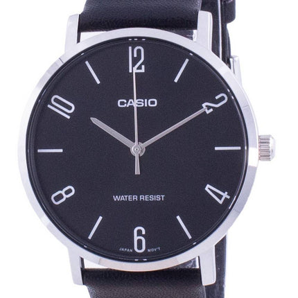 Montre Homme Casio Cadran Noir Bracelet En Cuir Quartz MTP-VT01L-1B2 MTPVT01L-1B2