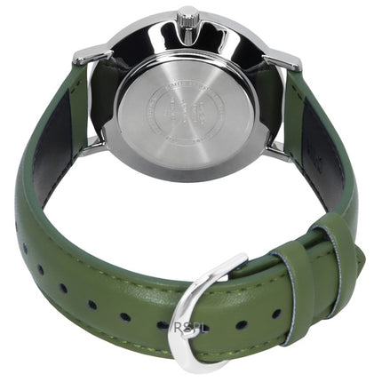 Montre analogique Casio Standard pour homme, bracelet en cuir vert, cadran blanc, quartz, MTP-VT03L-7B