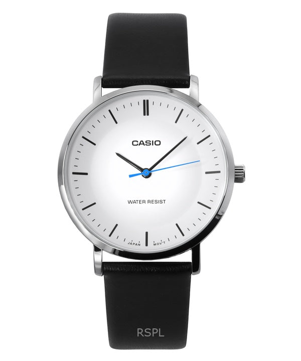 Montre analogique Casio Standard pour homme, bracelet en cuir, cadran blanc, quartz, MTP-VT04L-7E