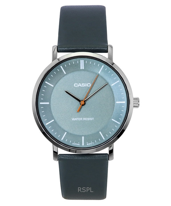 Montre analogique Casio Standard pour homme, bracelet en cuir, cadran gris, quartz, MTP-VT04L-8E