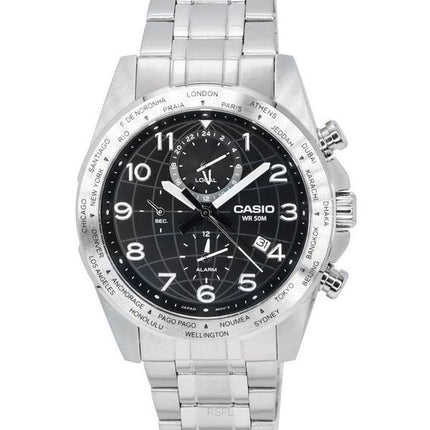 Casio Standard Analogique Acier Inoxydable Cadran Noir Quartz MTP-W500D-1A MTPW500D-1 Montre Homme