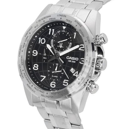 Casio Standard Analogique Acier Inoxydable Cadran Noir Quartz MTP-W500D-1A MTPW500D-1 Montre Homme