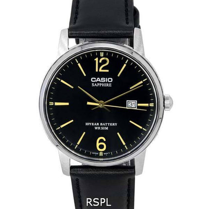 Montre Homme Casio Analogique Bracelet Cuir Cadran Noir Quartz MTS-110L-1A MTS110L-1