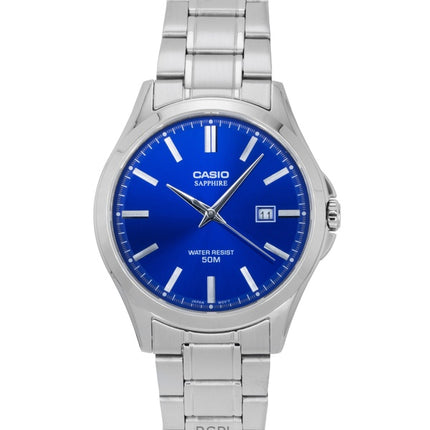 Montre analogique Casio Standard pour homme, acier inoxydable, cadran bleu, quartz, MTS-115D-2A1V