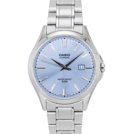 Montre analogique Casio Standard pour homme, acier inoxydable, cadran bleu clair, quartz, MTS-115D-2A2V