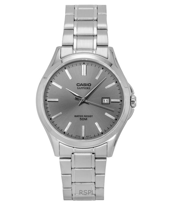 Montre analogique Casio Standard pour homme, acier inoxydable, cadran gris, quartz, MTS-115D-8AV