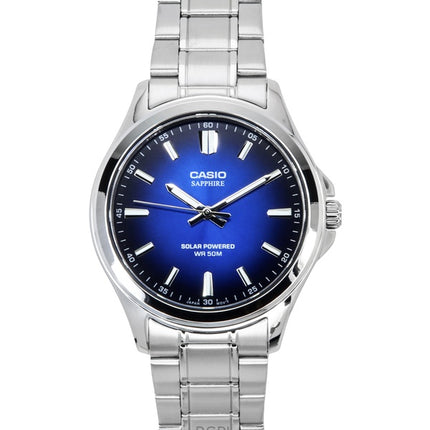 Montre analogique Casio Standard pour homme, cadran bleu, acier inoxydable, solaire, MTS-RS100D-2AV