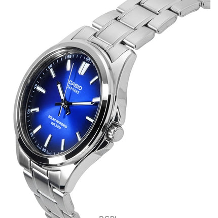 Montre analogique Casio Standard pour homme, cadran bleu, acier inoxydable, solaire, MTS-RS100D-2AV