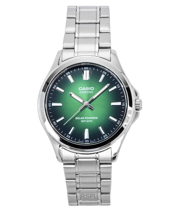 Montre analogique Casio Standard pour homme, cadran vert, acier inoxydable, solaire, MTS-RS100D-3AV