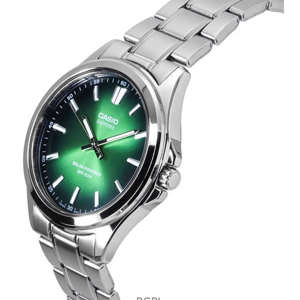 Montre analogique Casio Standard pour homme, cadran vert, acier inoxydable, solaire, MTS-RS100D-3AV