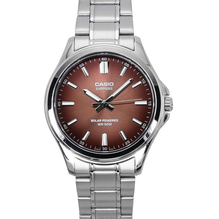 Montre analogique Casio Standard pour homme, cadran marron, acier inoxydable, solaire, MTS-RS100D-5A