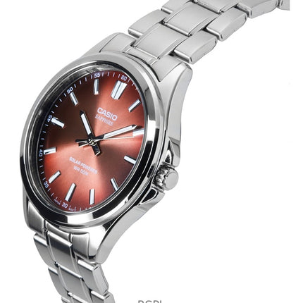 Montre analogique Casio Standard pour homme, cadran marron, acier inoxydable, solaire, MTS-RS100D-5A