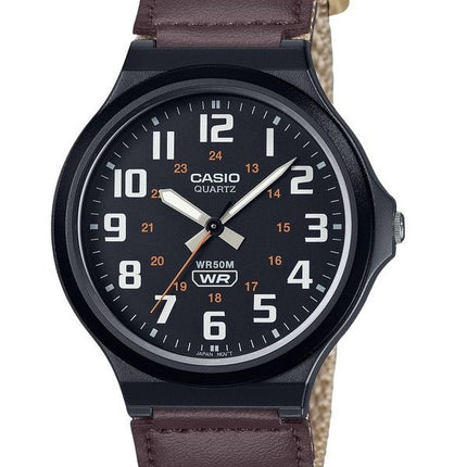 Montre pour homme Casio Standard analogique avec bracelet en tissu et cadran noir à quartz MW-240B-5BV